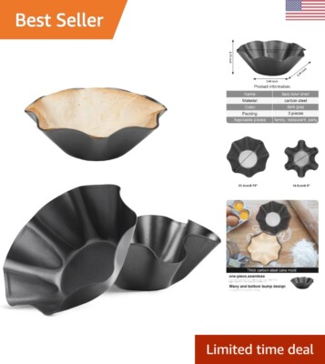 Taco Shell Maker - Nonstick Carbon Steel - Set of 3 - 8.75'' Diameter