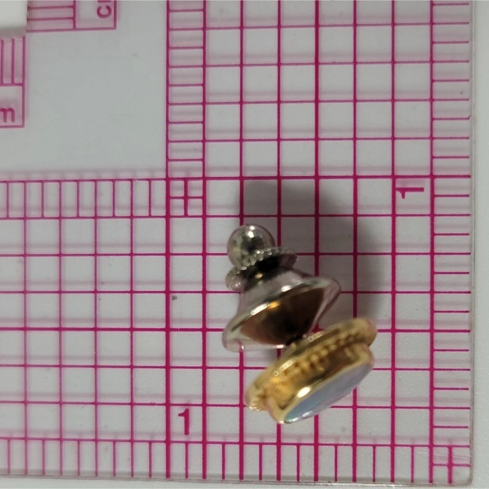 Broche prendedor de solapa cabujón opalita púrpura ópalo de fuego ópalo oro 14kt firmado de 3,5 g Foto 4 de 4