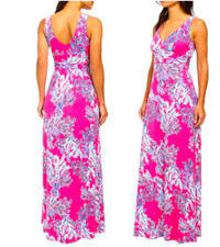 Lilly Pulitzer Sloane Maxi Dress Womens XS Samba Pink Sleeveless Tank V Neck NEW
