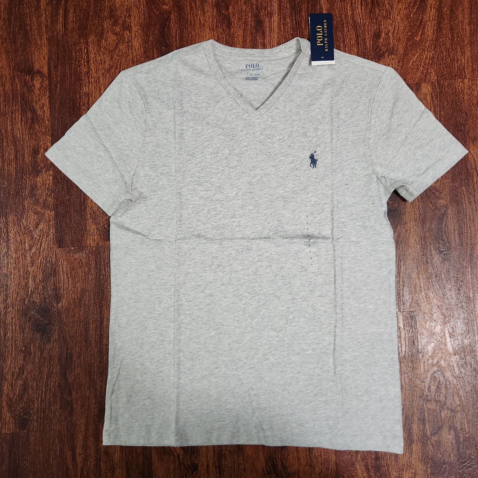 PONY Polo Ralph Lauren T Shirt Uomo Scollo V Tg S Manica Corta Vestibilità Classica Grigio