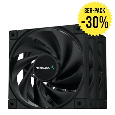 DeepCool FK120 | 120x120x25 Gehäuselüfter | Schwarz | 3er-Pack