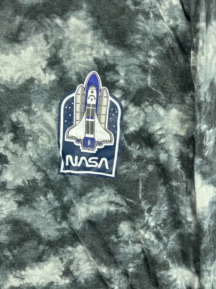 HYPER SPACE Mens Large NASA T Shirts Long Sleeve Gray Tie Dye Crew Graphic Logo - Image 4 of 4