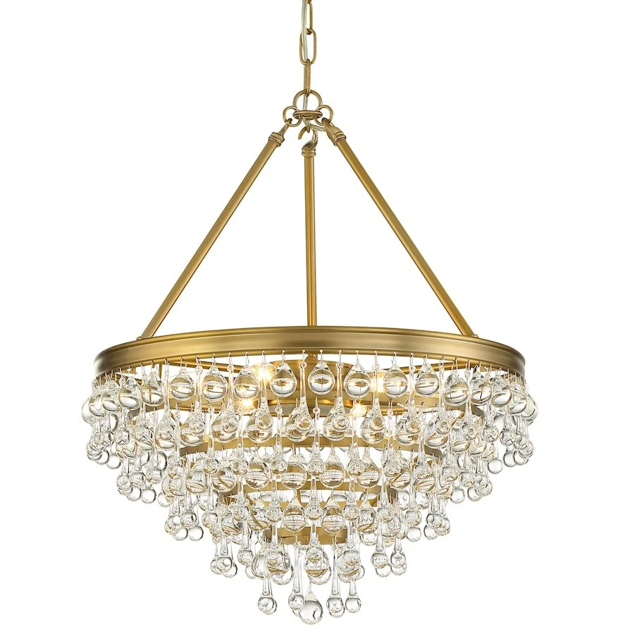 Crystorama Calypso 6 LT Crystal Teardrop Chandelier Gold 136 VG