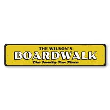 Family Fun Place Sign, Personalized Boardwalk Lover Metal Wall Decor - Aluminum