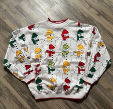 Vintage All Over Print Snowman Sweatshirt Hasting  Smith Christmas Medium