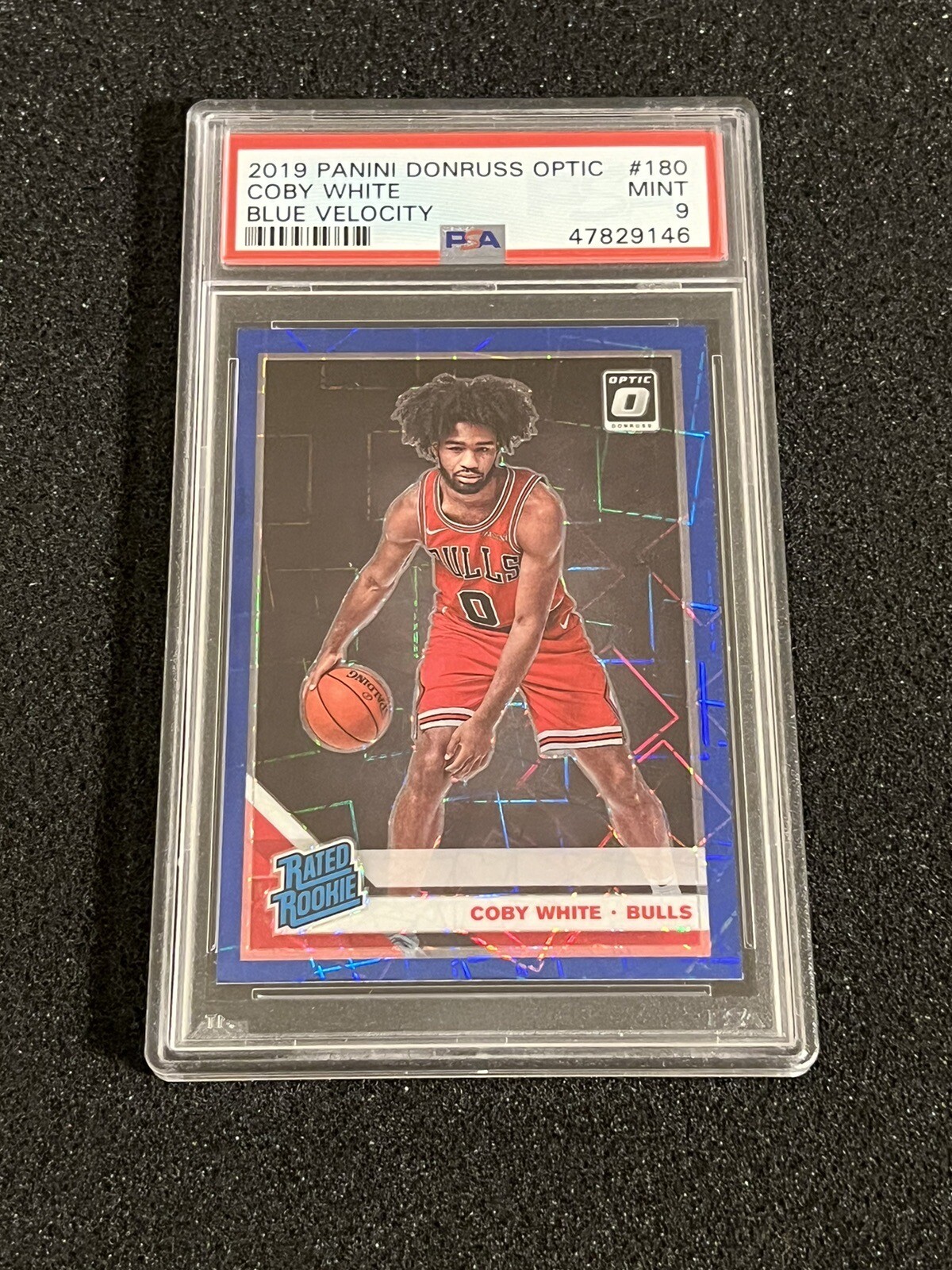 Coby White 2019-20 Donruss Optic Blue Velocity Rated Rookie #180 PSA 9 Bulls