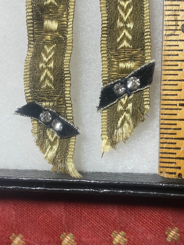 Antique Garter Button Flapper Girl Rhinestones Ribbons 1+1/8" 1920s Era - Picture 4 of 4