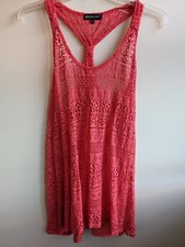 Spiaggia Dolce Dress Coral Pink Crochet Cover Up Swim Beach Pool Size Large