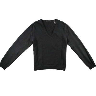Lord & Taylor Women's Sweater 100% Two Ply Cashmere V-Neck Long Sleeve Black XL
