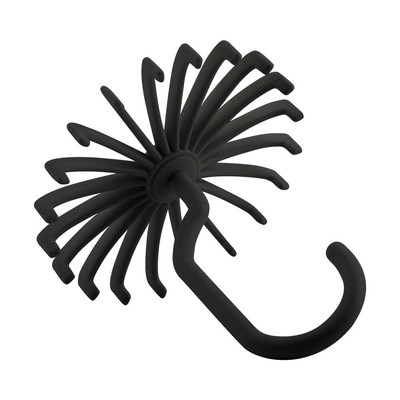 (Black)360° Rotatable Tie Rack Belt Scarves Hook Hanger Holder Organizer