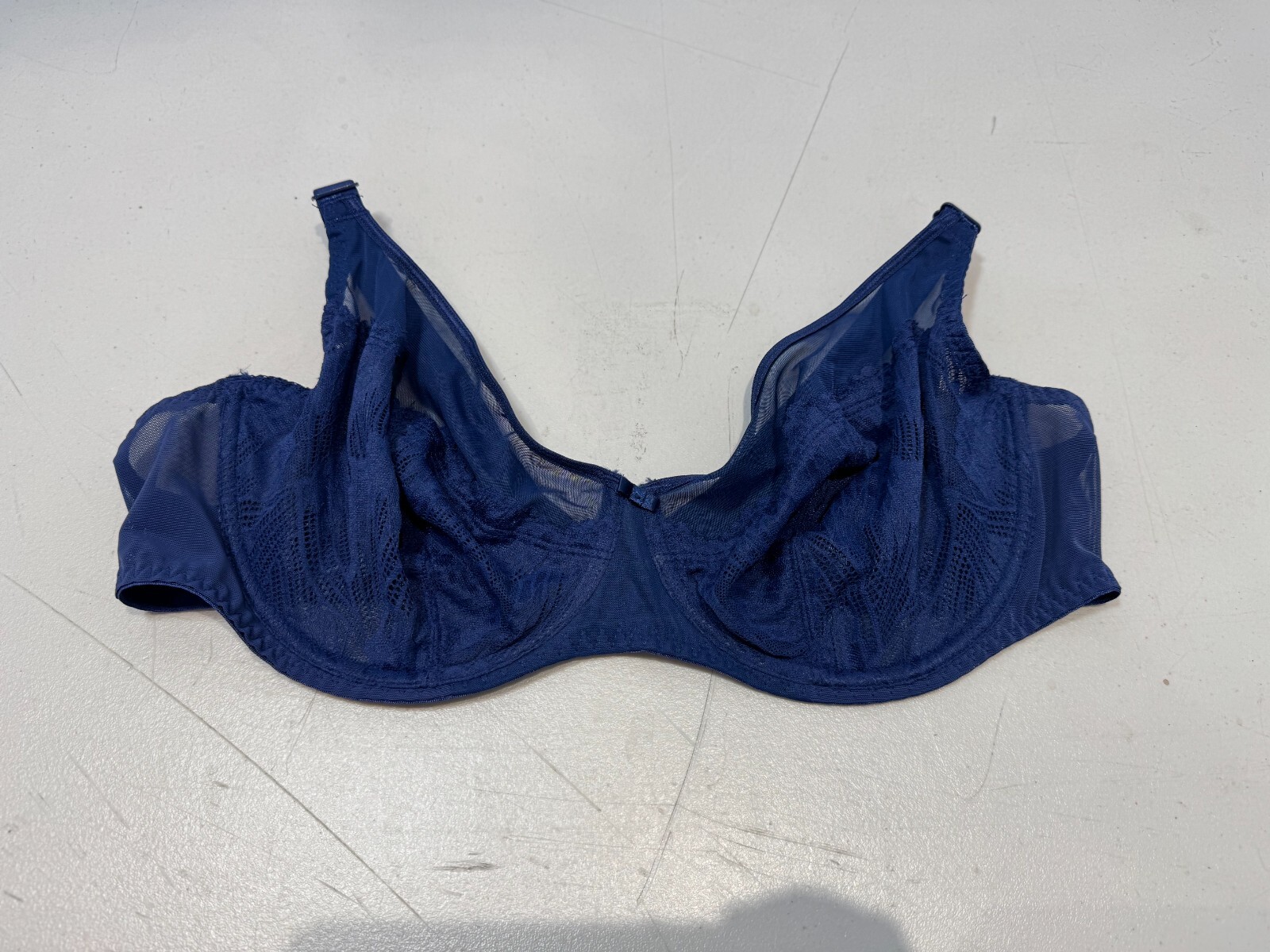 George Bra Underwired Nonpadded Embroidered Lace Full Cup Bra Size 42D Blue