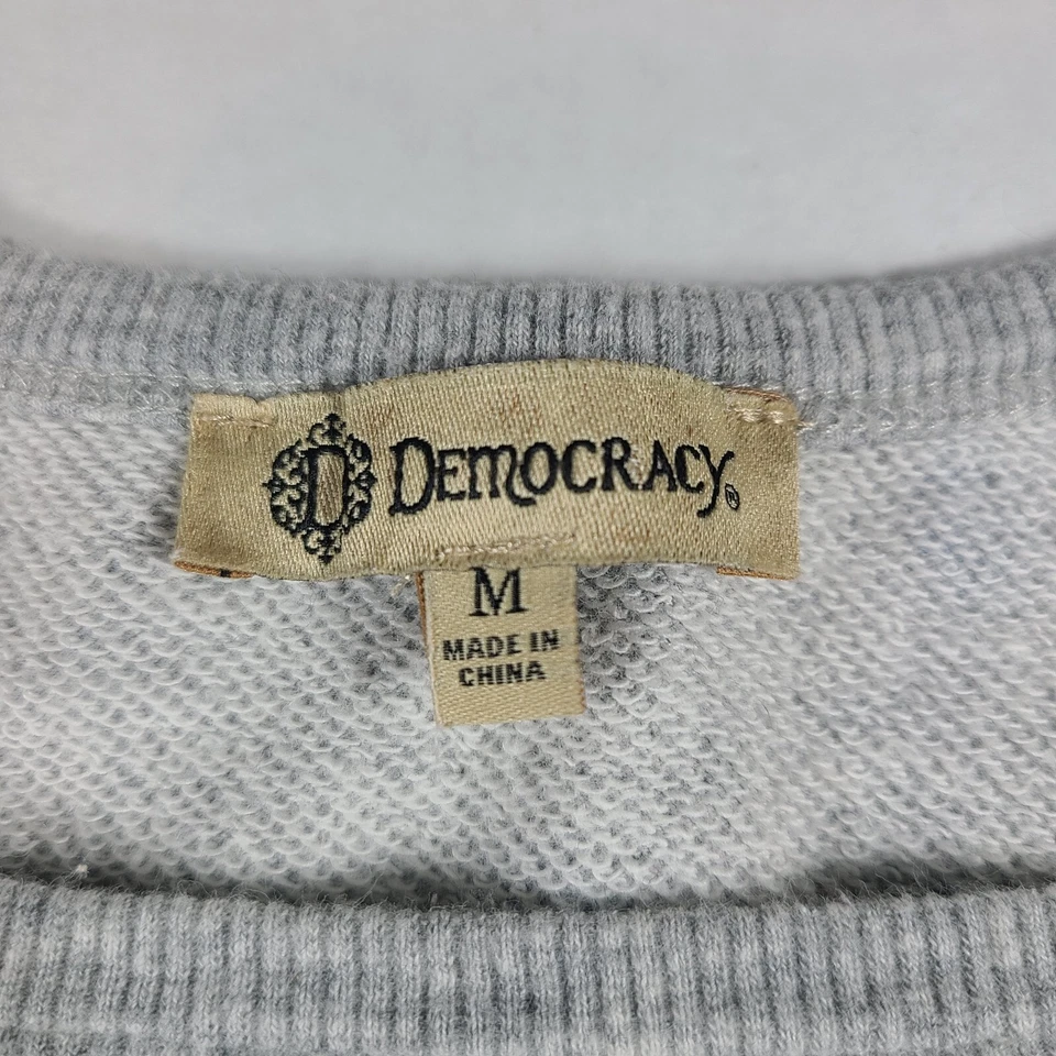 Sudadera para mujer Democracy talla mediana estampado floral pulóver top Foto 4 de 4