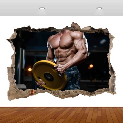 Gym Life Fitness Bauchmuskeln Bodybuilder 3D-Wandbild Aufkleber Wandaufkleber Poster Vinyl S285