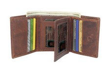 RFID Blocking Hunter Brown Vintage Leather Trifold Wallet
