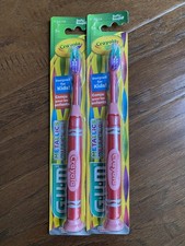  2 PACK GUM Crayola Soft Bristle, Suction Cup Base Toothbrushes red pink