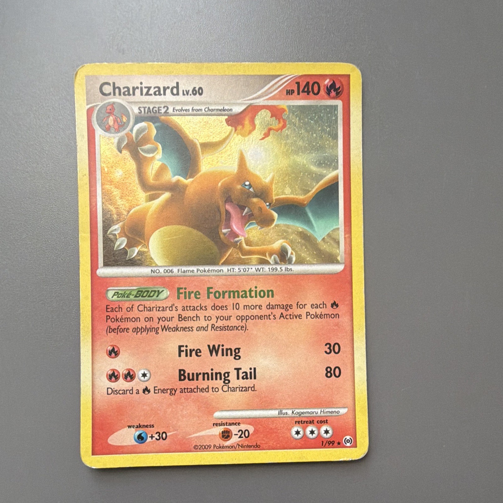 Pokemon TCG Charizard 1/99 Arceus Holo Rare Stage 2 English 2009 140HP