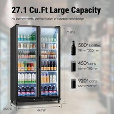 Yeego Commercial Merchandiser Drink Cooler 27.12 Cu.ft Beverage Refrigerator