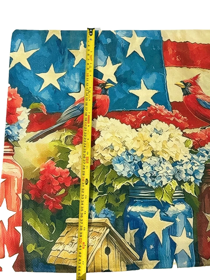 4 American Flag Cardinals Pillow Covers 17"x17" Patriotic Decor - Image 3 of 4