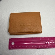 Longchamp Le Foulonne Compact Bi-Fold Wallet - Brown Leather -EUC