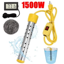 1500W Electric Immersion Water Heater Submersible Heater w/ Digital Thermometer