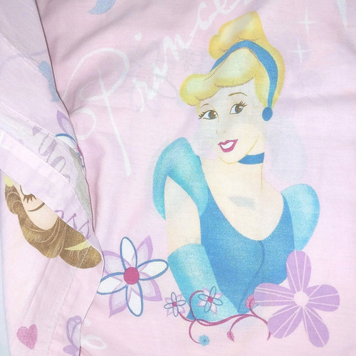 Vintage Disney Princesses Twin Flat Sheet Pink Belle Cinderella Multi Color - Picture 1 of 12