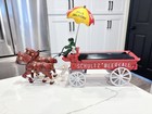 Cast Iron Horse Drawn Wagon Vintage Schultz Beer Ale Man Dog Umbrella — photo 5