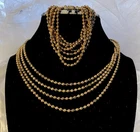 Vintage Brass Ball Bead Box Clasp Necklace & Bracelet Art Deco Jewelry Set