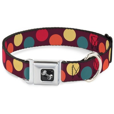 Dog Collar Bone Big Dots Purple/Multi Pastel WIDE-Medium 16-23'' (US IMPORT)
