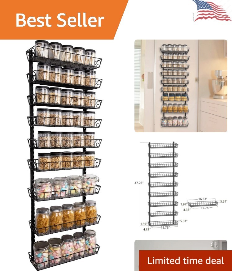 Functional 9-Tier Adjustable Spice Rack - Stylish Wall Organizer for Every Room
