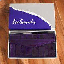 Lee Sands Crossbody Wallet Purple Eel Skin Detachable Strap Snap Closure Coin