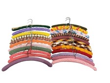 Lot of 22 Vintage Knitted and Crocheted Wooden Yarn Covered Clothes Hangers