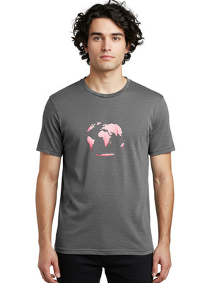 Distorted-World-Map Mens Graphic Tee, 100% Cotton, Casual Summer Wear