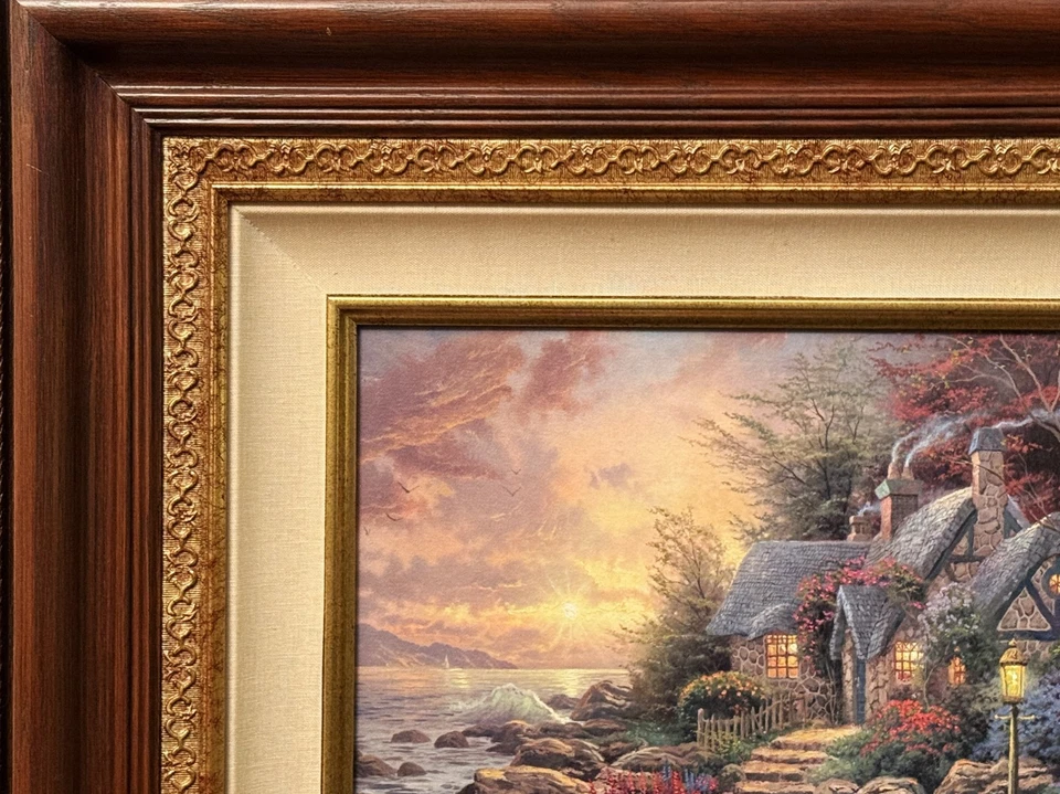 Thomas Kinkade, lienzo mejorado "Seaside Hideaway", SN LTD 568/2450, CERTIFICADO DE AUTENTICIDAD! Foto 4 de 4