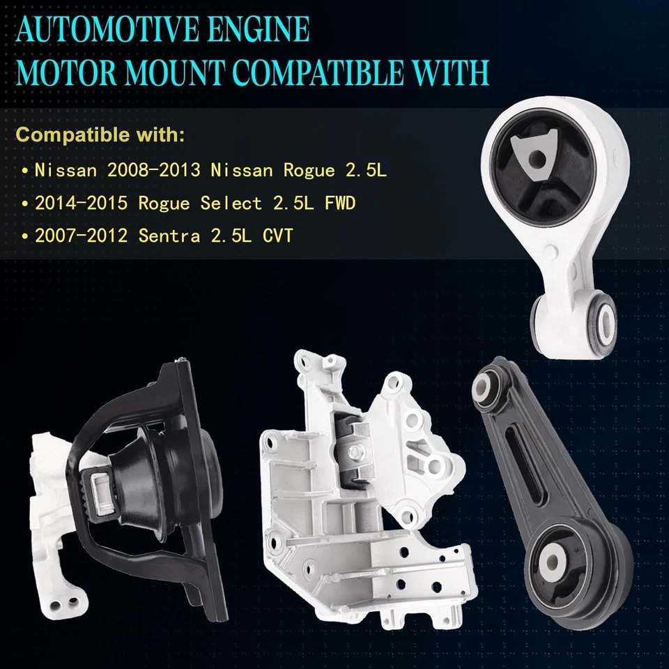 Juego de 4 piezas de montaje de motor y transmisión de 2,5 L para Nissan Rogue Rogue Select 2008-2013 Foto 4 de 4