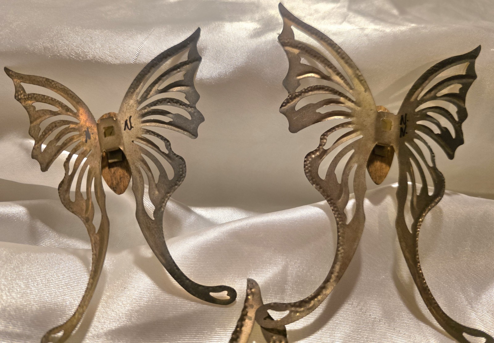 Vintage Homco Home Interiors Brass Wood Butterflies Metal Wall Art Set of 3 MCM