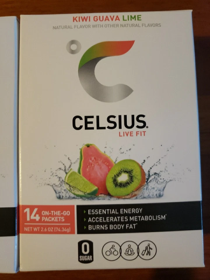 2 Pk CELSIUS On-the-Go Powder Sticks Kiwi Guava Lime 2.6 Oz 14 Sticks per Pack - Image 2 of 4