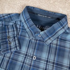KUHL Response Eluxur Ionik Blue Gray Plaid Mens Long Sleeve Shirt SZ Medium