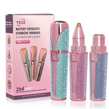 2 in 1 Rechargeable Eyebrow Trimmer Facial Hair Remover Mini Painless Shaver USB