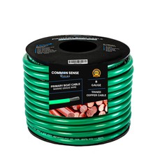 8 AWG Single Conductor Marine Grade Wire Tinned Copper-OFC - 100 feet - Green