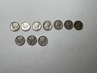 10 Assorted Years 1945 - 1941 Mercury Dimes Circulated 90% Silver