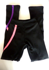 Ice Figure Skating Pants Black Leggings Pink Spiral Girls sz 10-12