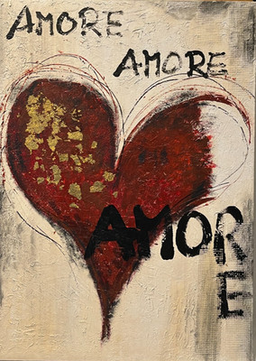 Amore Love Herzbild Gemälde handgemalt 70x50 ZM Leinwand Acrylbild Valentinstag