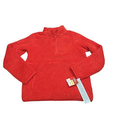 Kids Boys Girls Cozy Lounge Sherpa Sweatshirt Pullover X-Large Size 14 Red