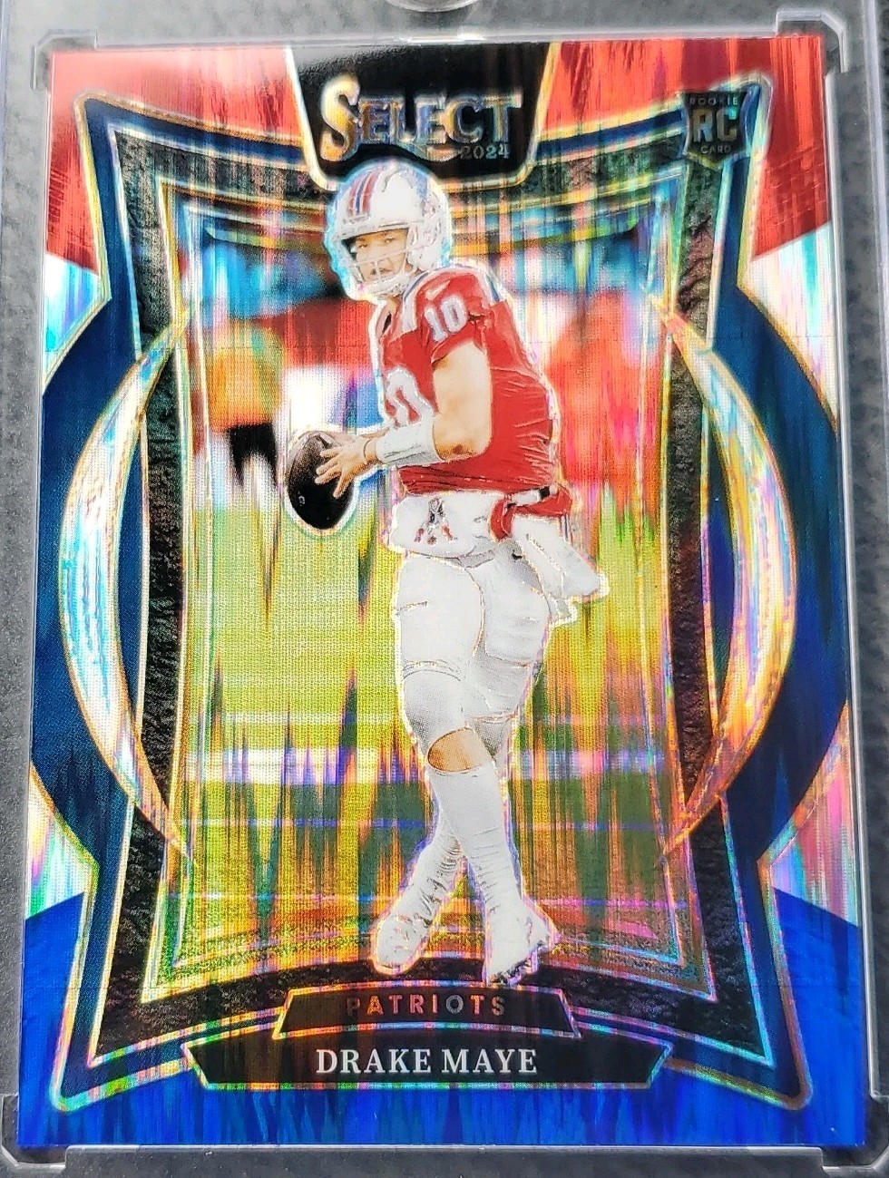 2024 Panini Select -Drake Maye #27 Red & Blue Shock Prizm (RC) Concourse