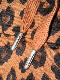 Victoria's Secret Pink Brown Leopard Ivy Fleece Campus Half Zip Hoodie XL NWT