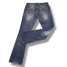 Rock Revival Luna Easy Boot Jeans Size 26x31 Bling Flap pockets Y2K Designer