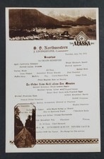 1931 Alaska Line SS Northwestern Cruise Ship Vintage Breakfast Menu Livingstone
