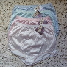 NWT VTG Lot 4 Granny Panties Sz 9 Blue Pink White Lt Green Nylon Cotton Gusset