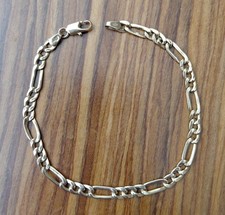 9ct 375 Yellow Gold Figaro 7.5" Bracelet - 2.69g