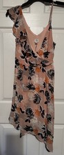 A New Day S Pink Floral Hi-Low A-Line Dress Sleeveless Asymmetrical Ruffle